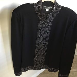 St John Knit Front Zip Cardigan